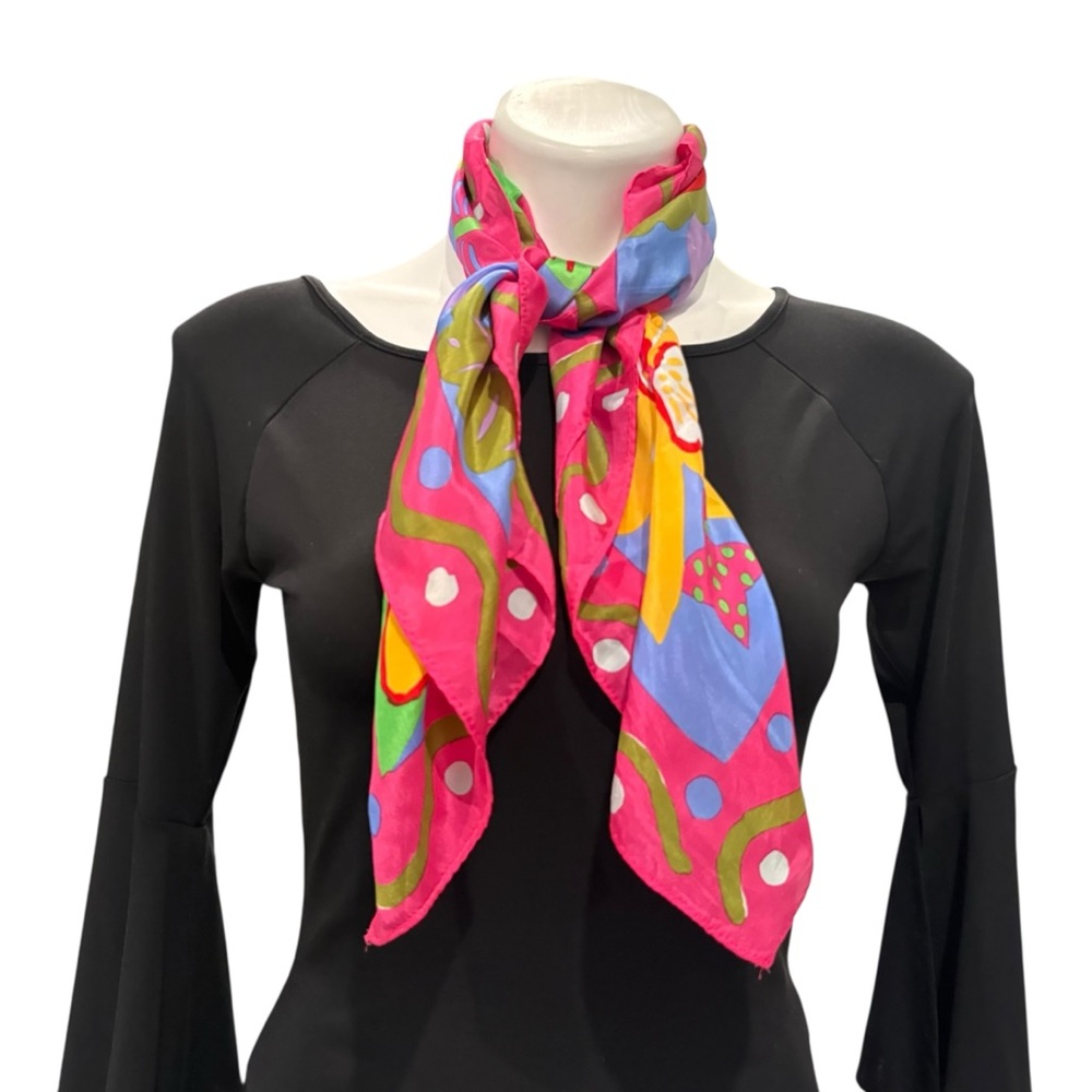 Ken Done Silk Scarf with Tropical Design - Picture 4 of 16